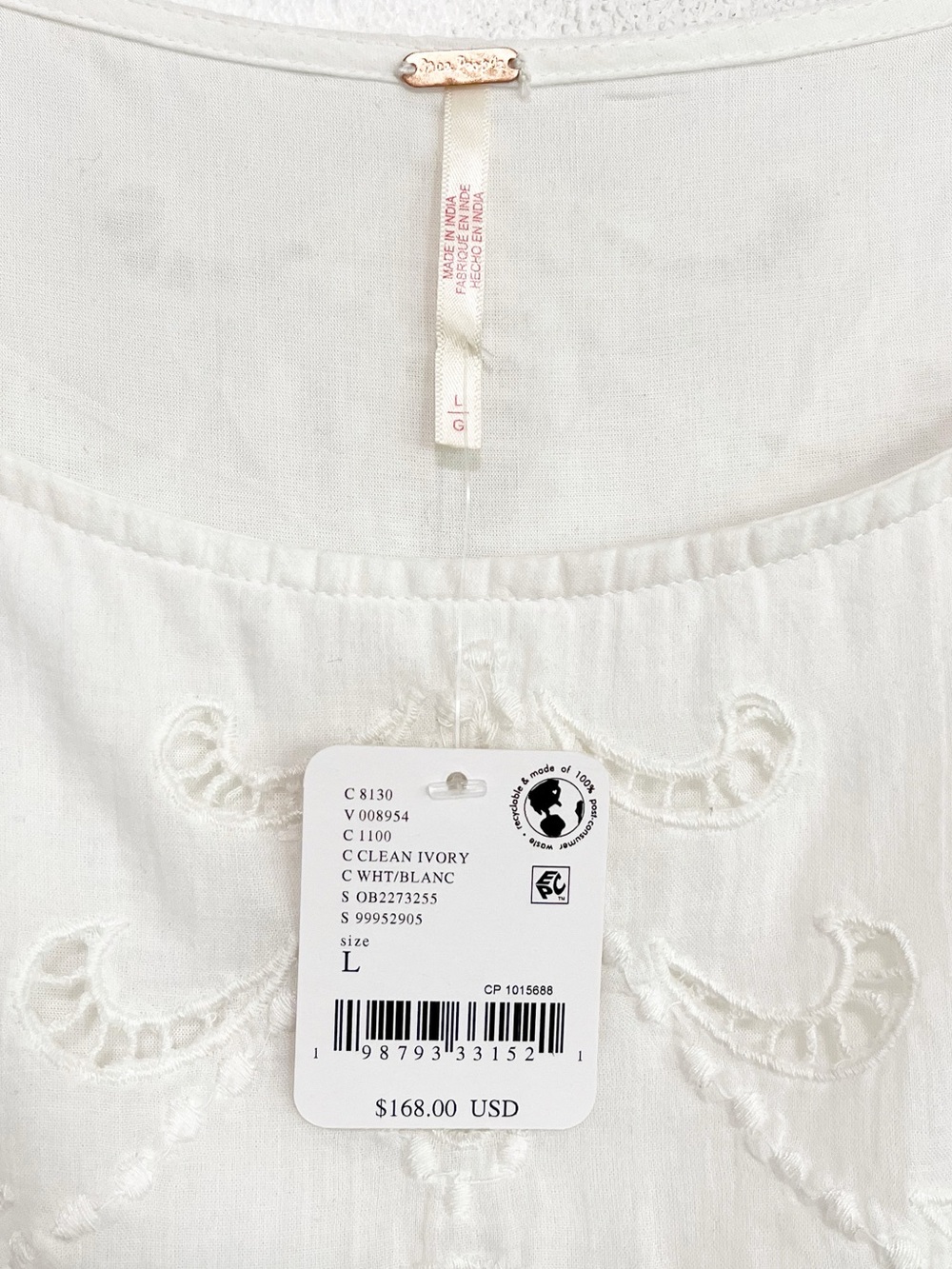 NWT Free People Winifred Lace Mini Dress White Size Large - Picture 10 of 12